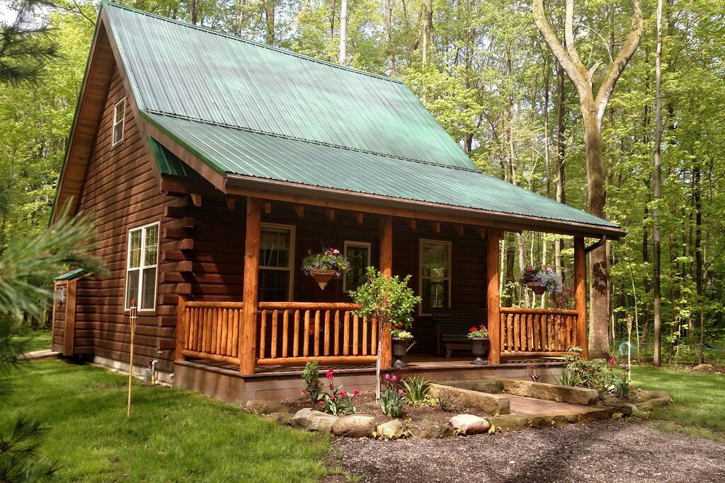 log cabin in the woods