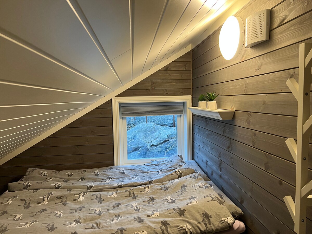 带海滩的绝佳小木屋，靠近索涅峡湾（ Sognefjorden ）。