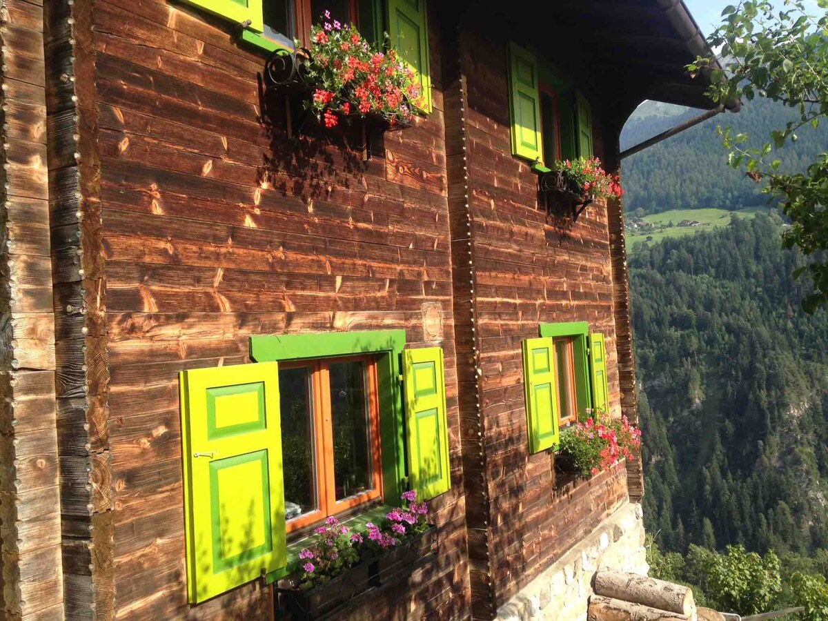 度假木屋「Bündnerhüsli」，可欣赏180度全景