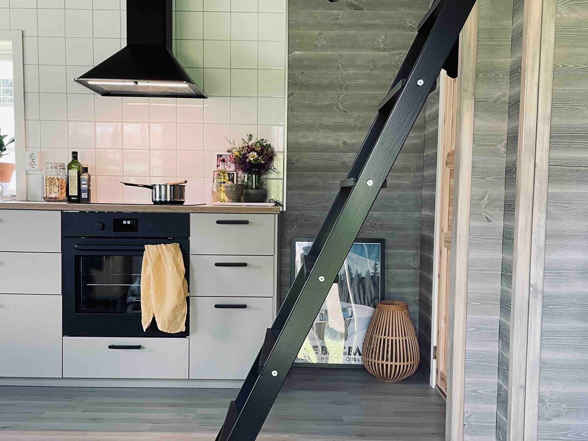 Modern stuga med loft