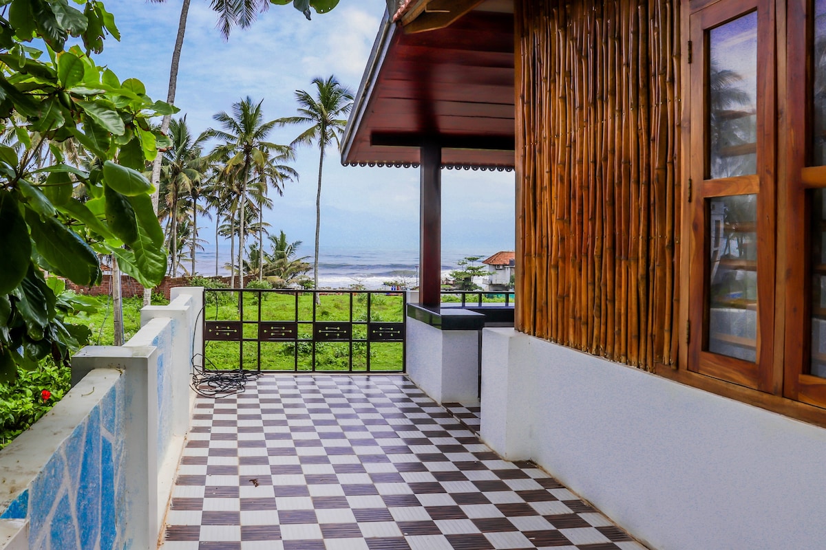 海景和阳台的浪漫沙滩别墅