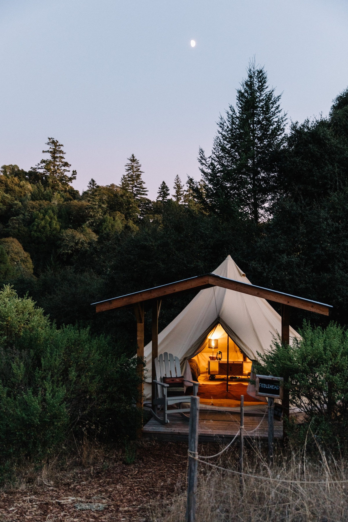 Toyon & Fiddlehead Glamping Tents at Whispertree