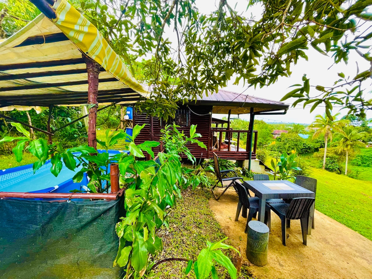 Bamboo AC Cabin w/Pool,mt. banahaw view near Lake