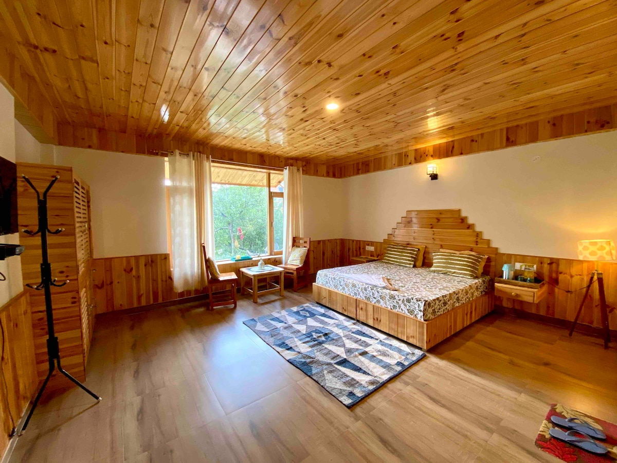 Himachali wooden interiors with panoramic view