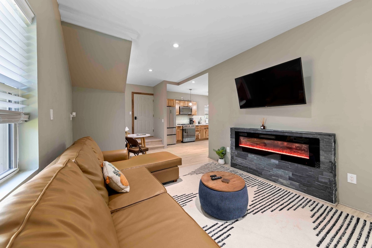 舒适现代的家居、室内壁炉和无线网络