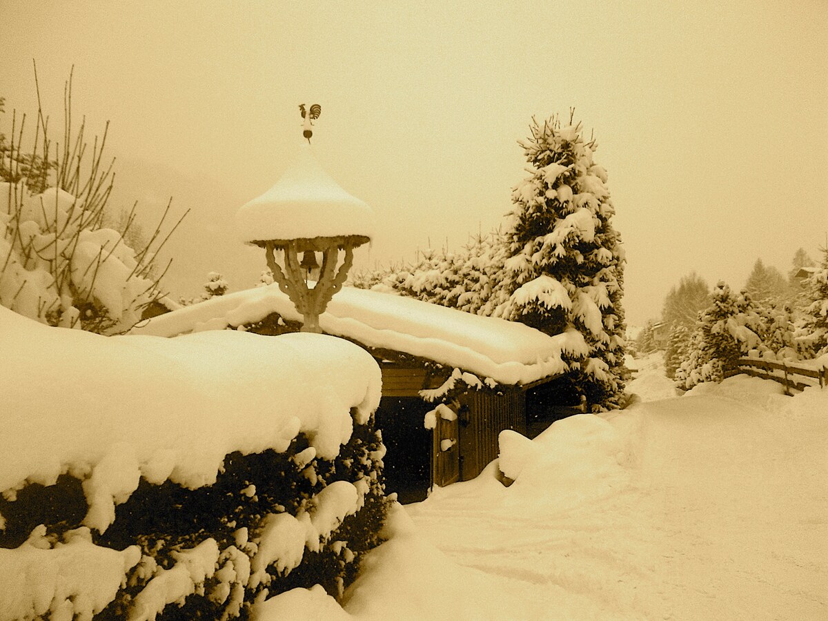 滑雪斜坡上的度假木屋