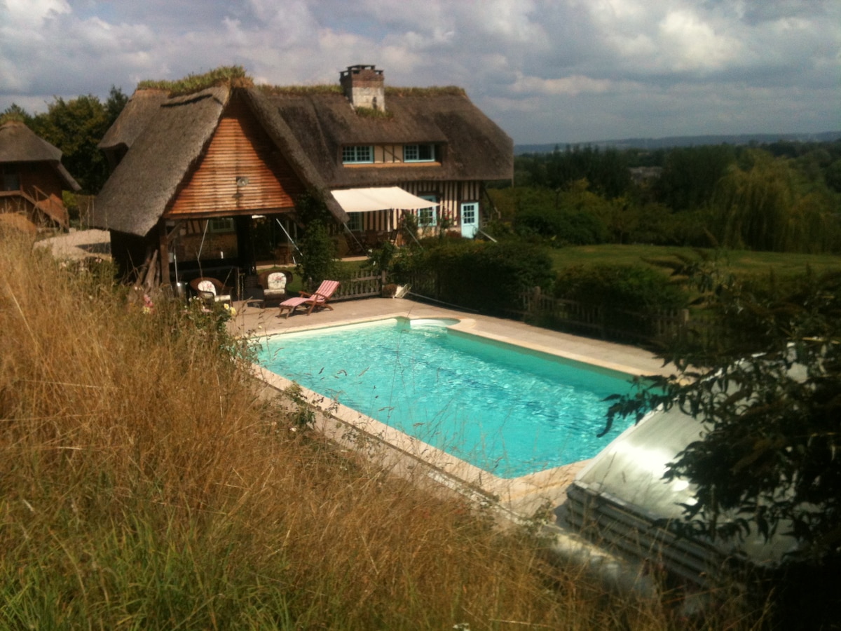 Chaumière. Honfleur 20公里。恒温泳池