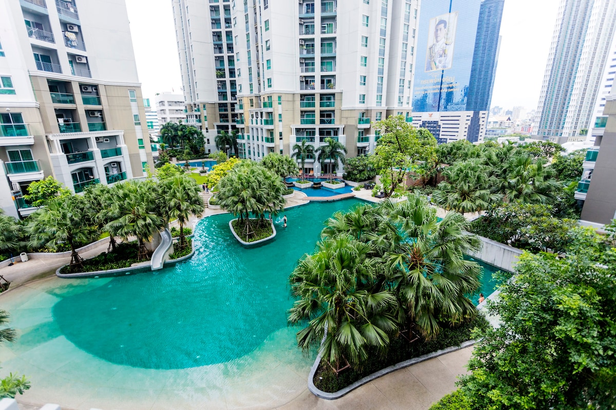 曼谷市中心泳池景观公寓中文服务