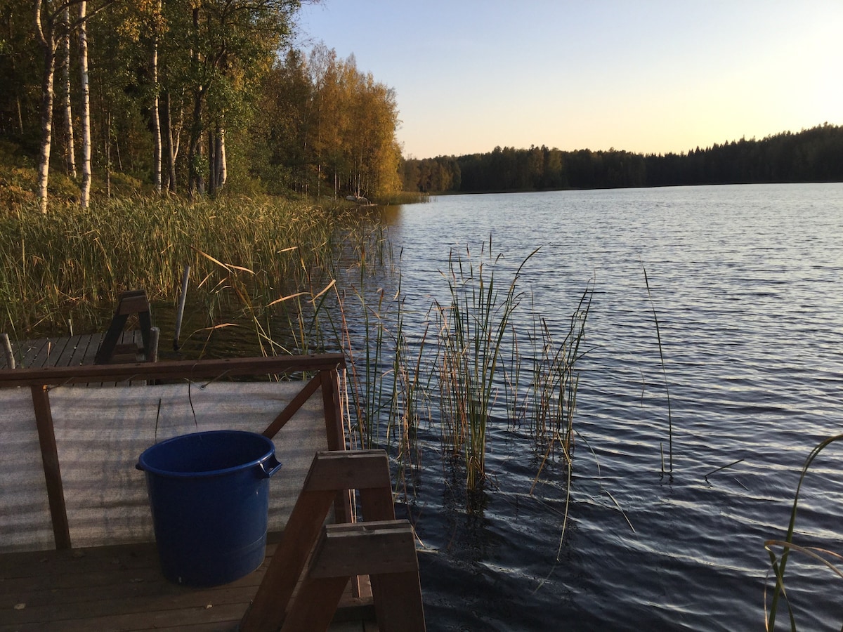 Venjärvi湖畔的库存小木屋