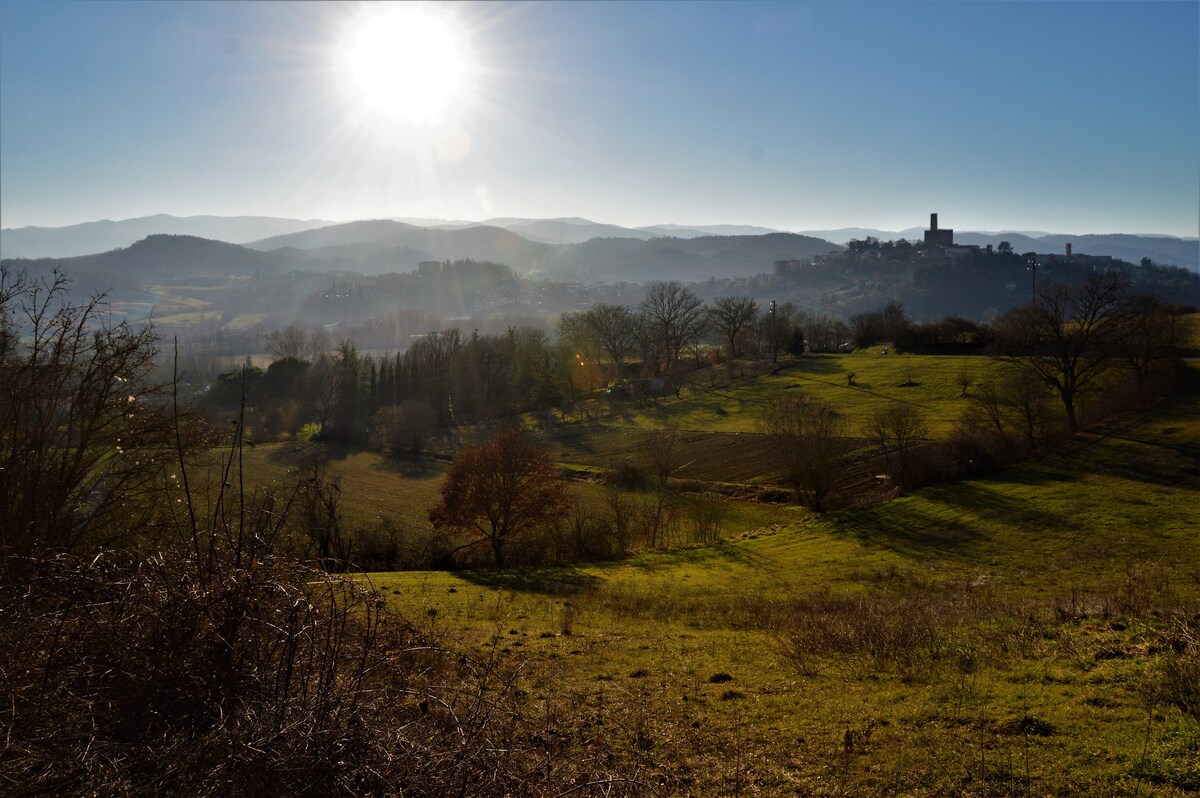 Villa with view of the Poppi castle, Tuscany