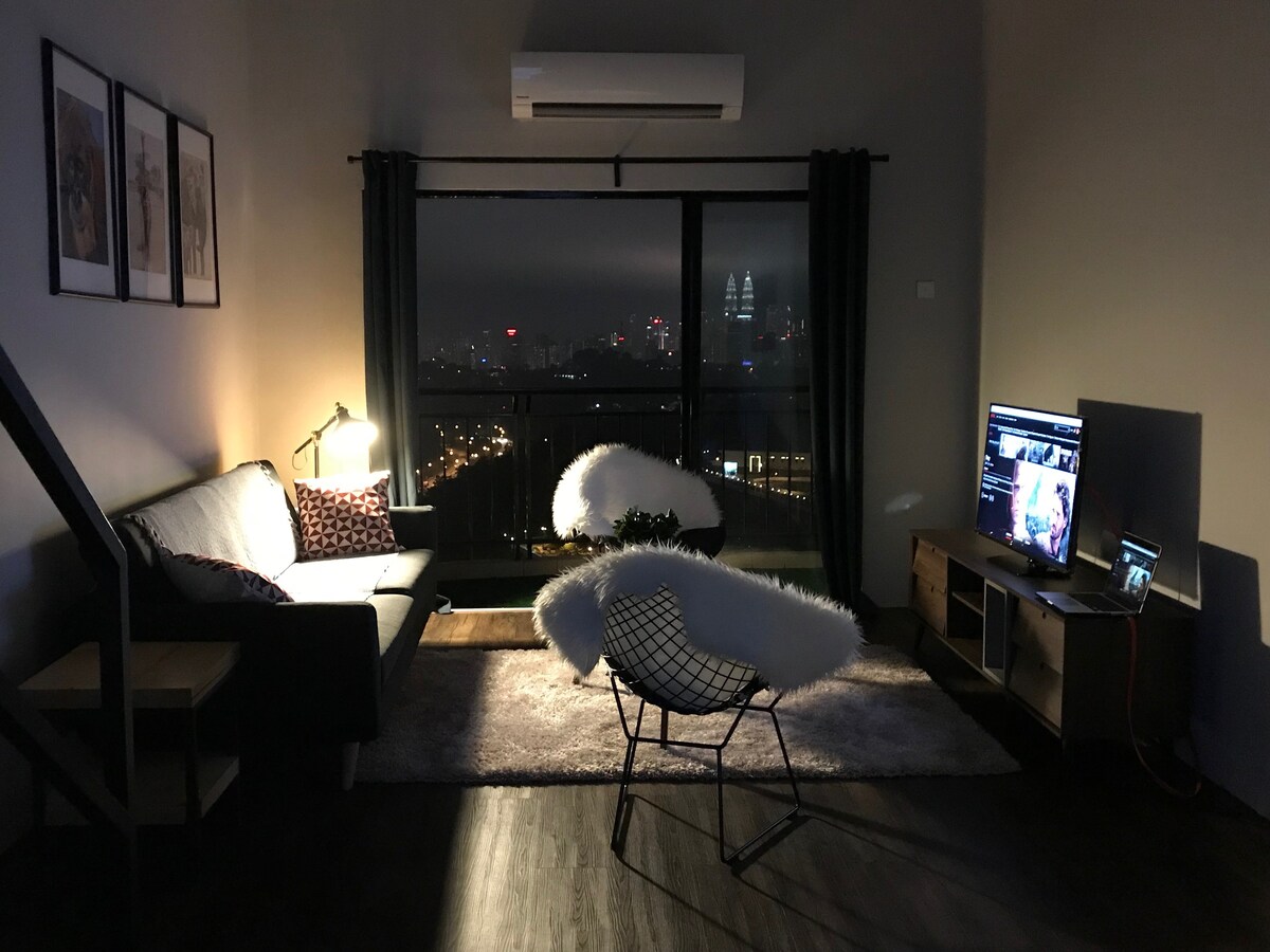 双层公寓，可欣赏吉隆坡天际线的壮丽景色
