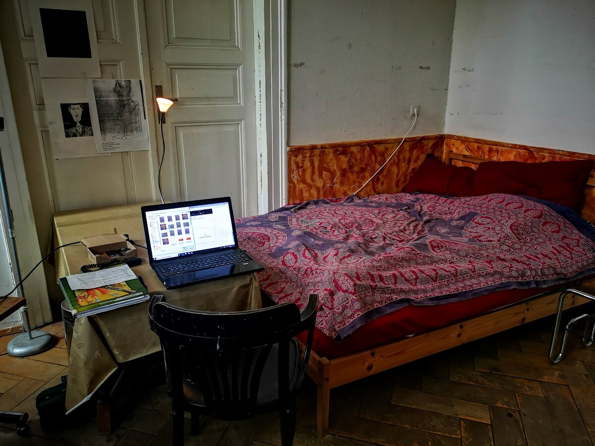 带床的古董艺术家单间公寓