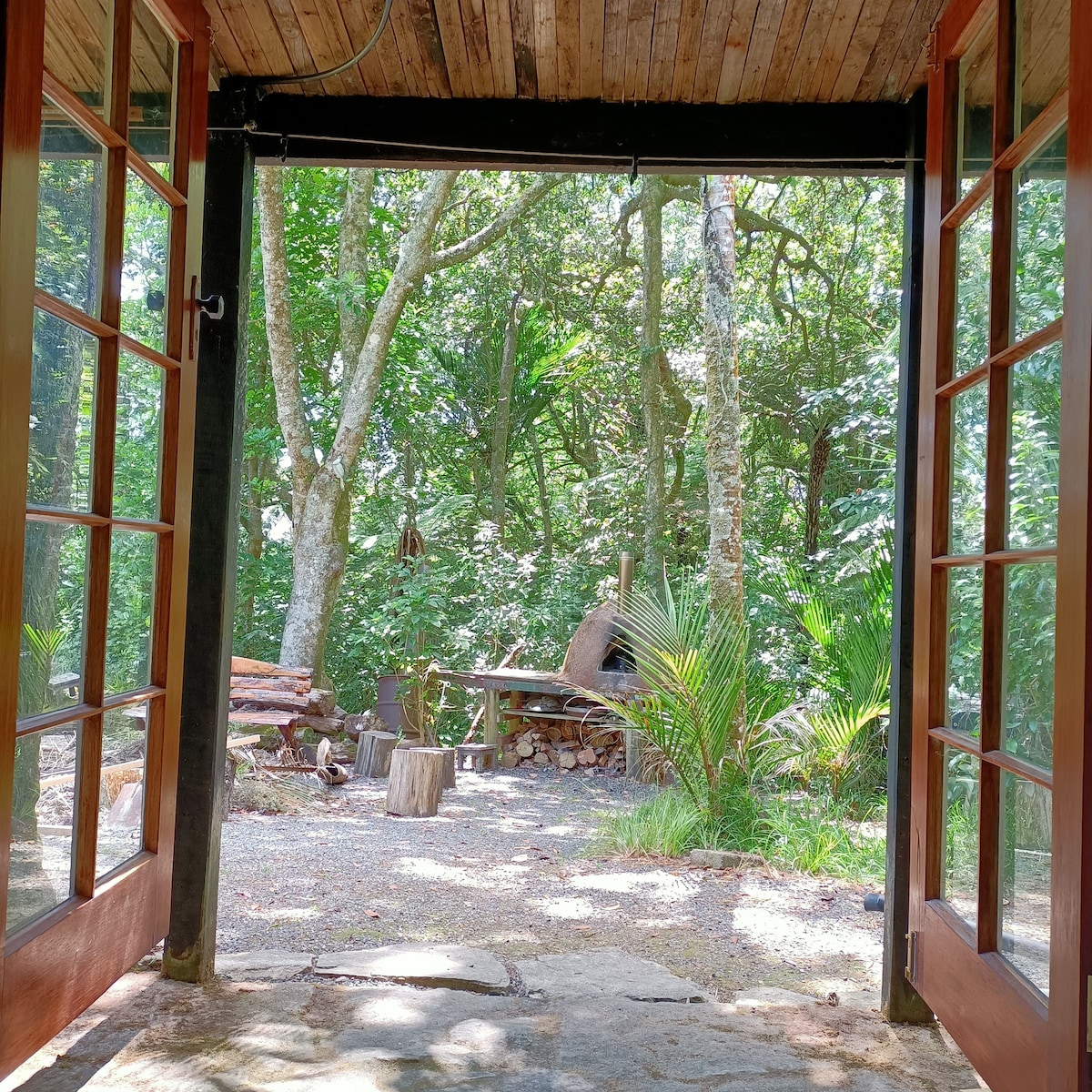 Stone Hut Off-the-Grid with outdoor bath