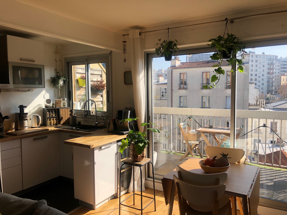 2 pièces avec belle terrasse dans le 20ème