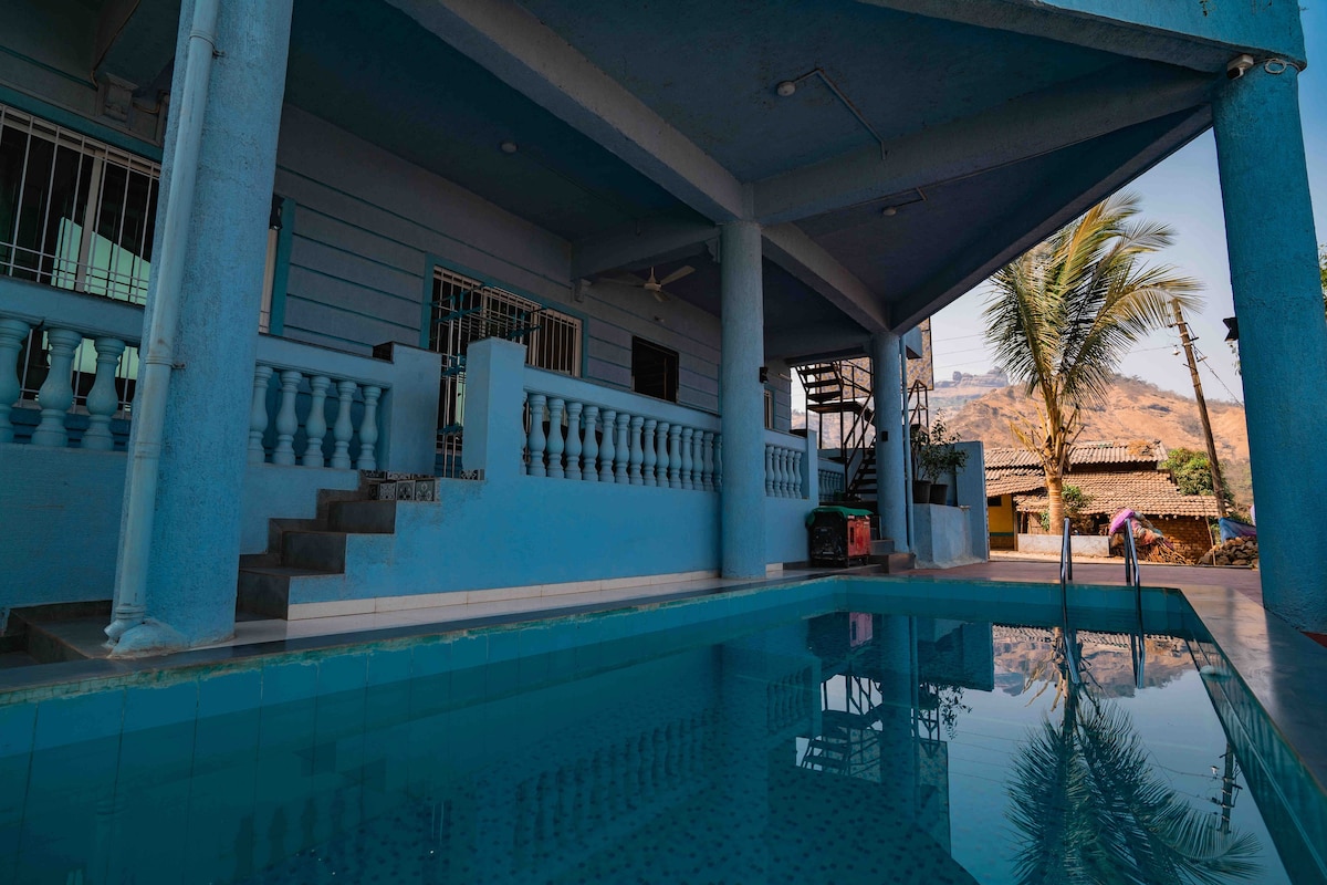 3BR Pool Villa with Stunning Dam View in Karjat