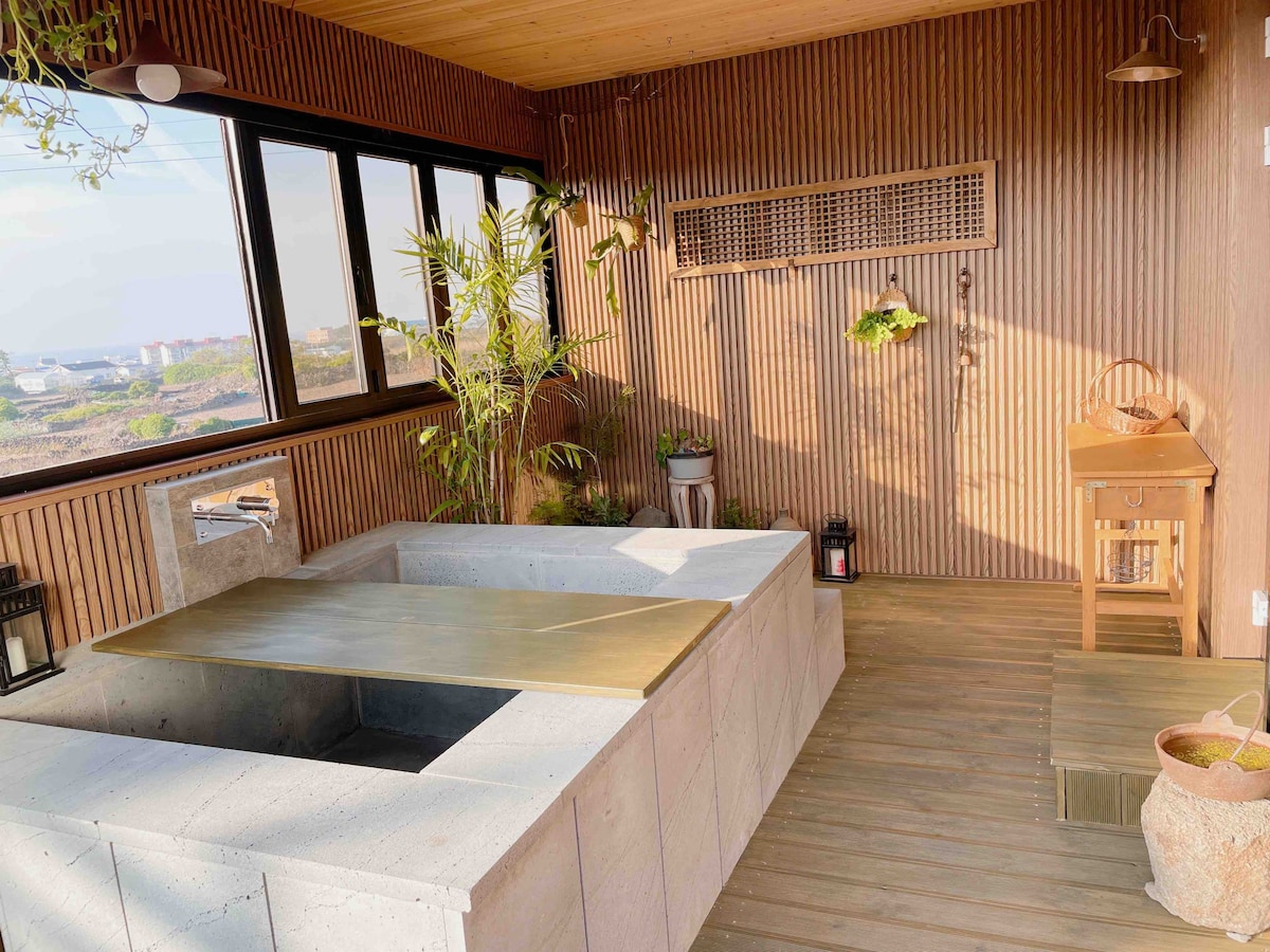 非常私密的按摩浴缸和Jeju Haenyeo居住的房子