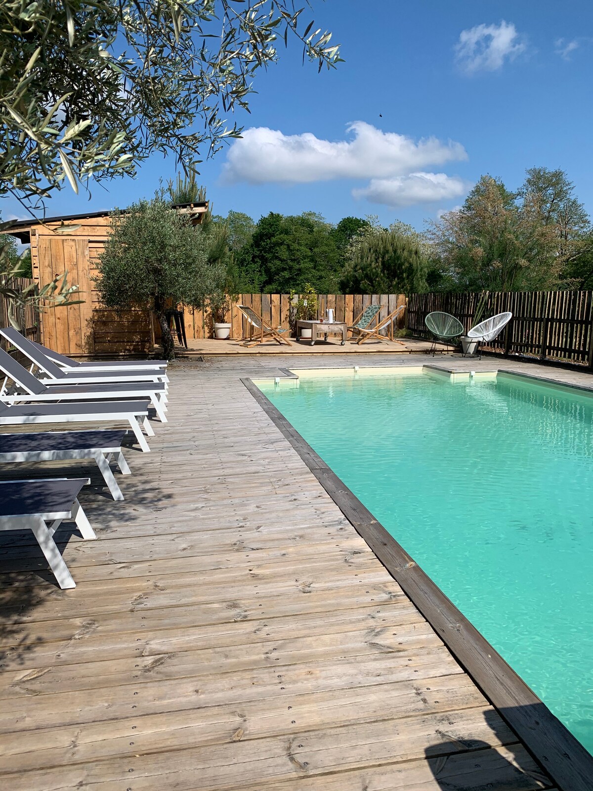 Grande maison landaise avec piscine chauffée