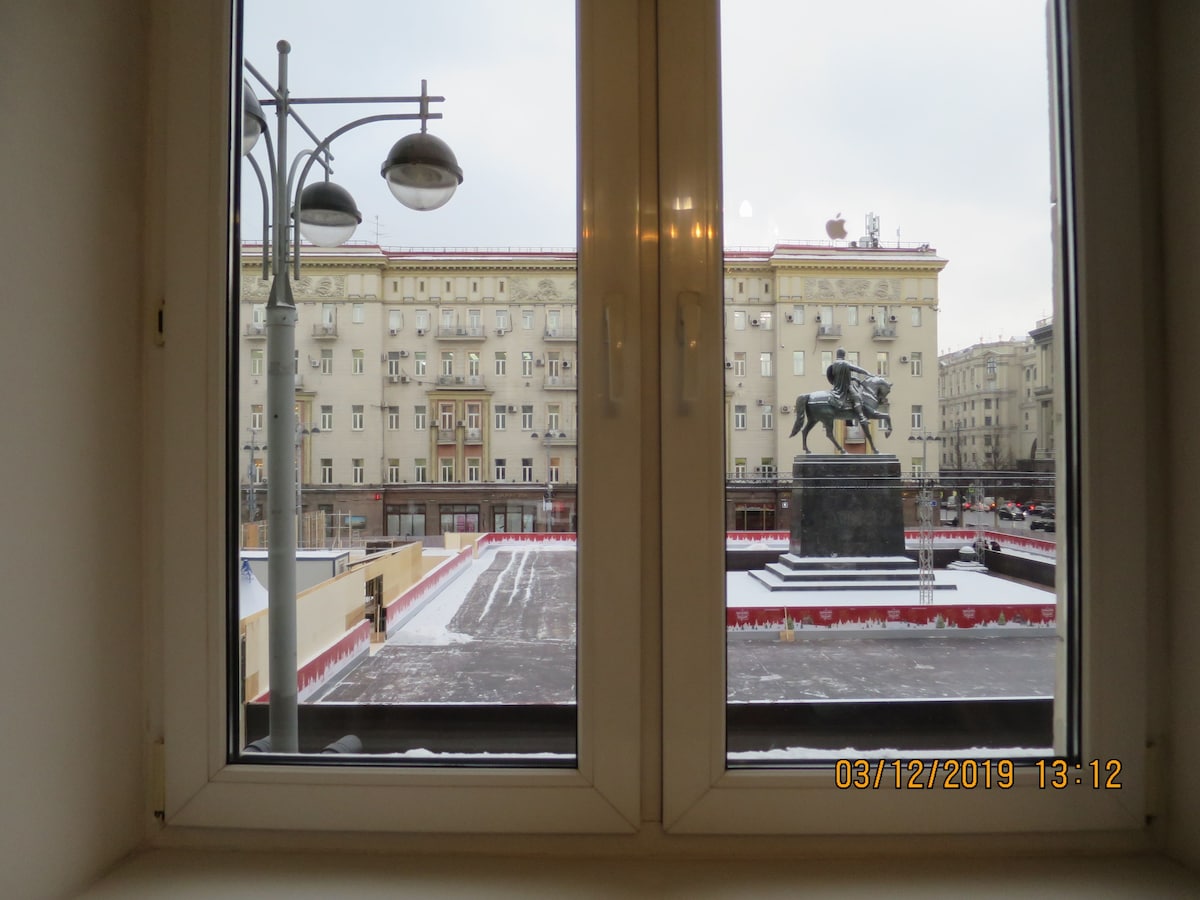 克里姆林（ Kremlin ）附近的特维尔斯卡亚广场（ Tverskaya Square ）独一无二的景色。舒适