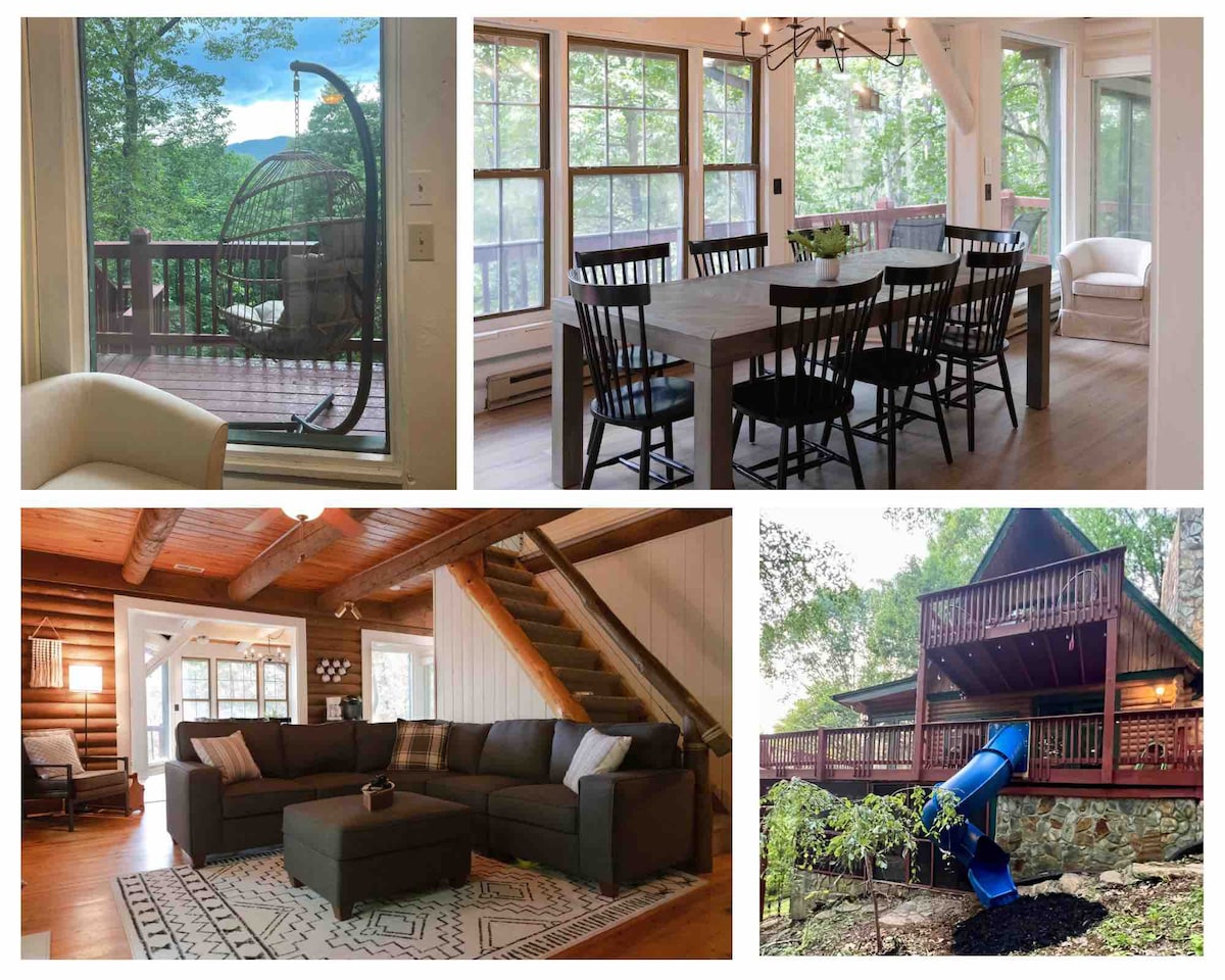 Chic Cabin with views, game room, hot tub & slide!