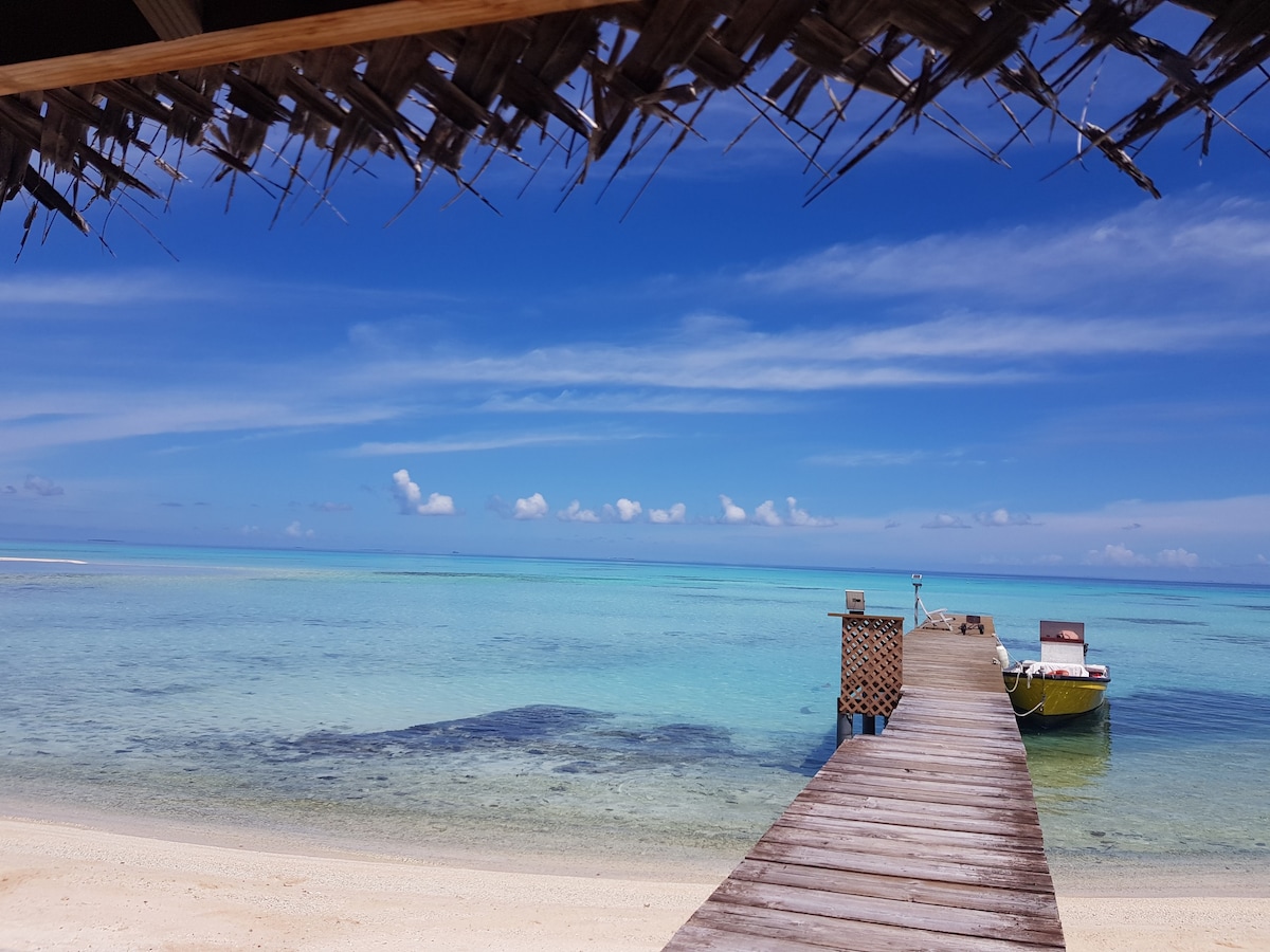 Tikehau, Au bord du lagon, ilot privé, Fare miro