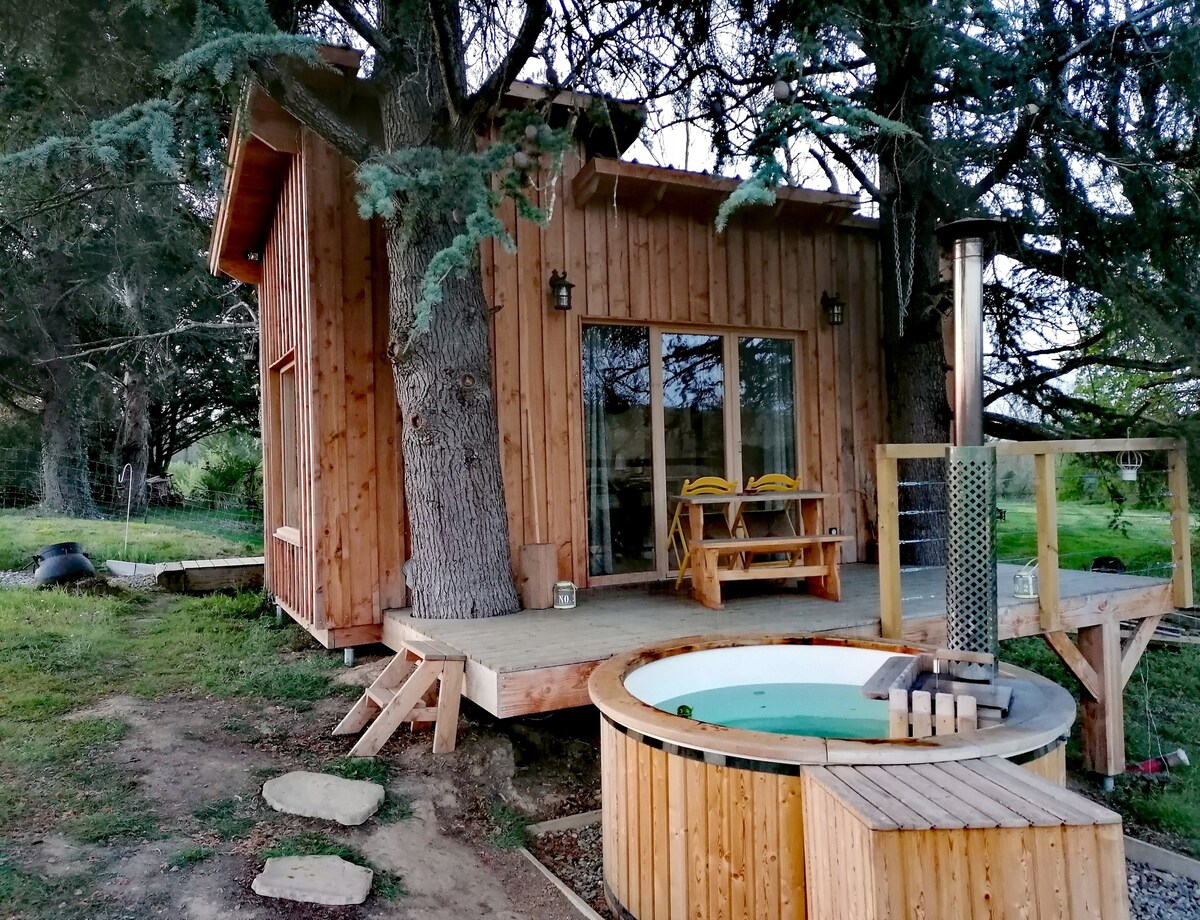 可爱的小木屋，铺有芬兰浴缸
