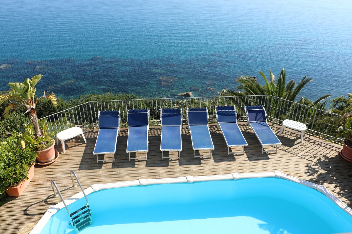 别墅设有私人泳池和壮丽的海景