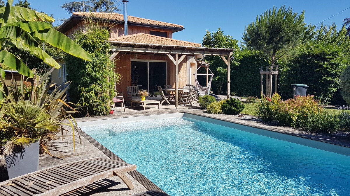 Vineyard, heated pool, lake:20m Bordeaux 35m beach