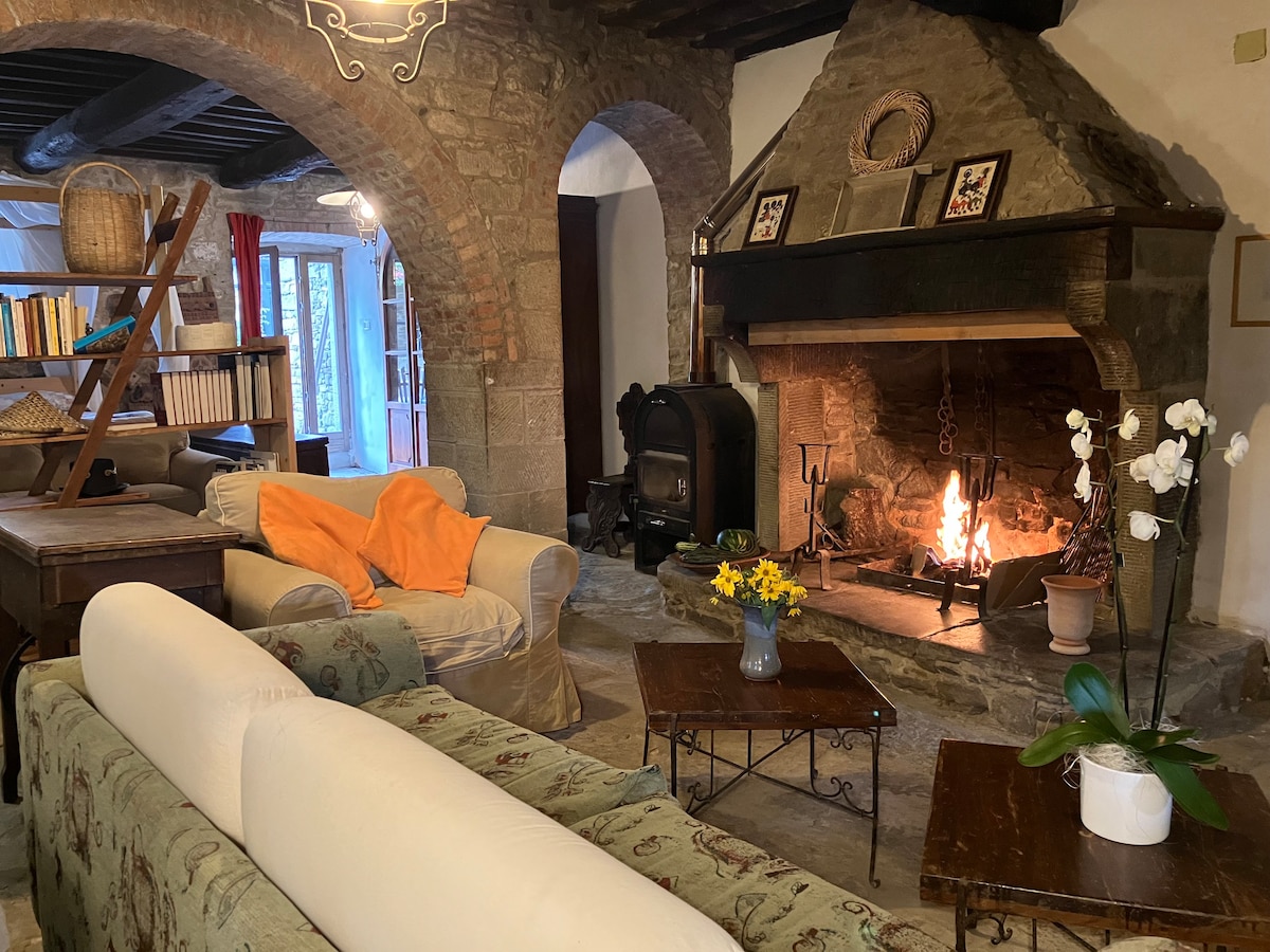 Country loft with fireplace,Cortona