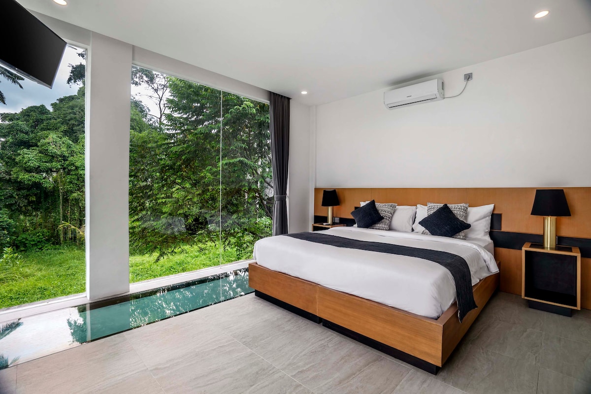 绿色天堂舒适的4卧室别墅，带泳池和自然景观