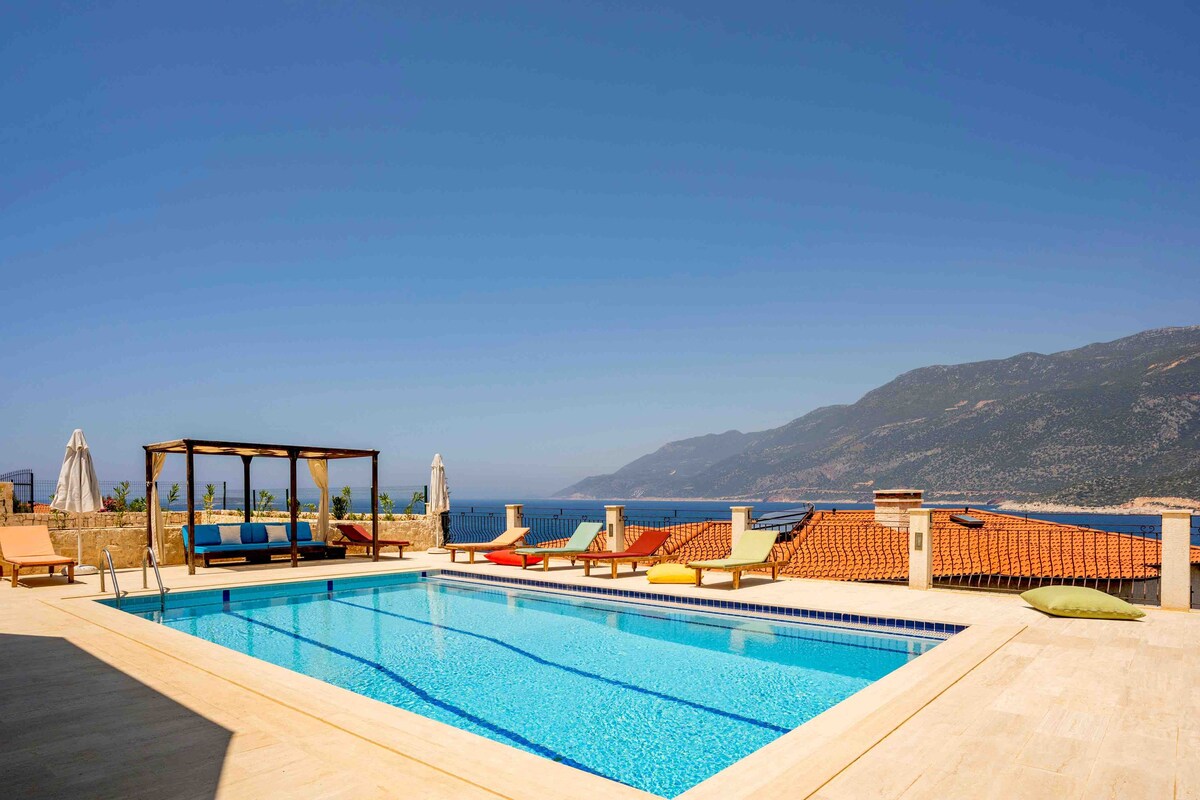 海滨石别墅，配备私人泳池/土耳其卡斯