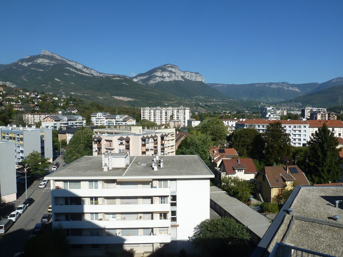 位于Chambéry的明亮公寓，面向山脉