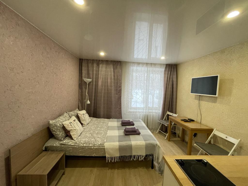 Kakhovskaya地铁站附近的舒适紫色单间公寓