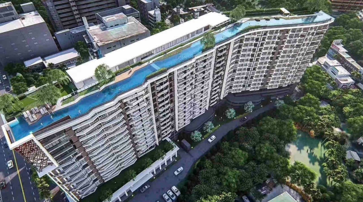 豪华高层公寓，市中心景观，带全泰国最长空中泳池，免费停车 高速WIFI