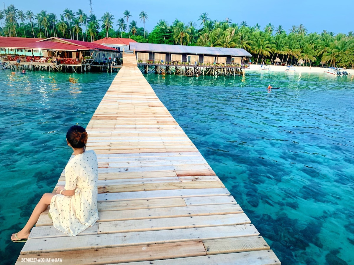 马布岛平民水屋Water House on Semporna Mabul Island