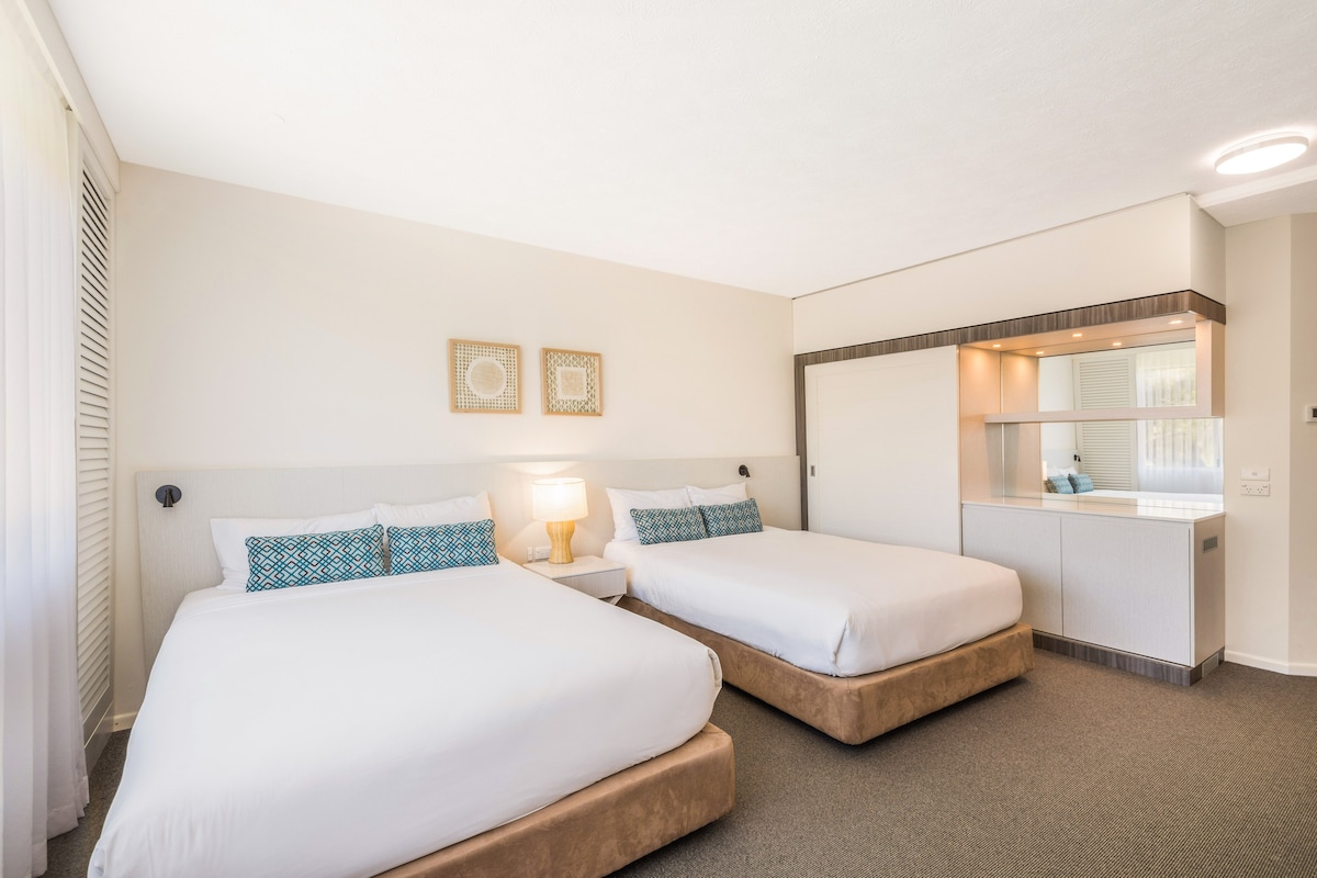 适合家庭入住度假村的单间公寓，配备2张标准双人床