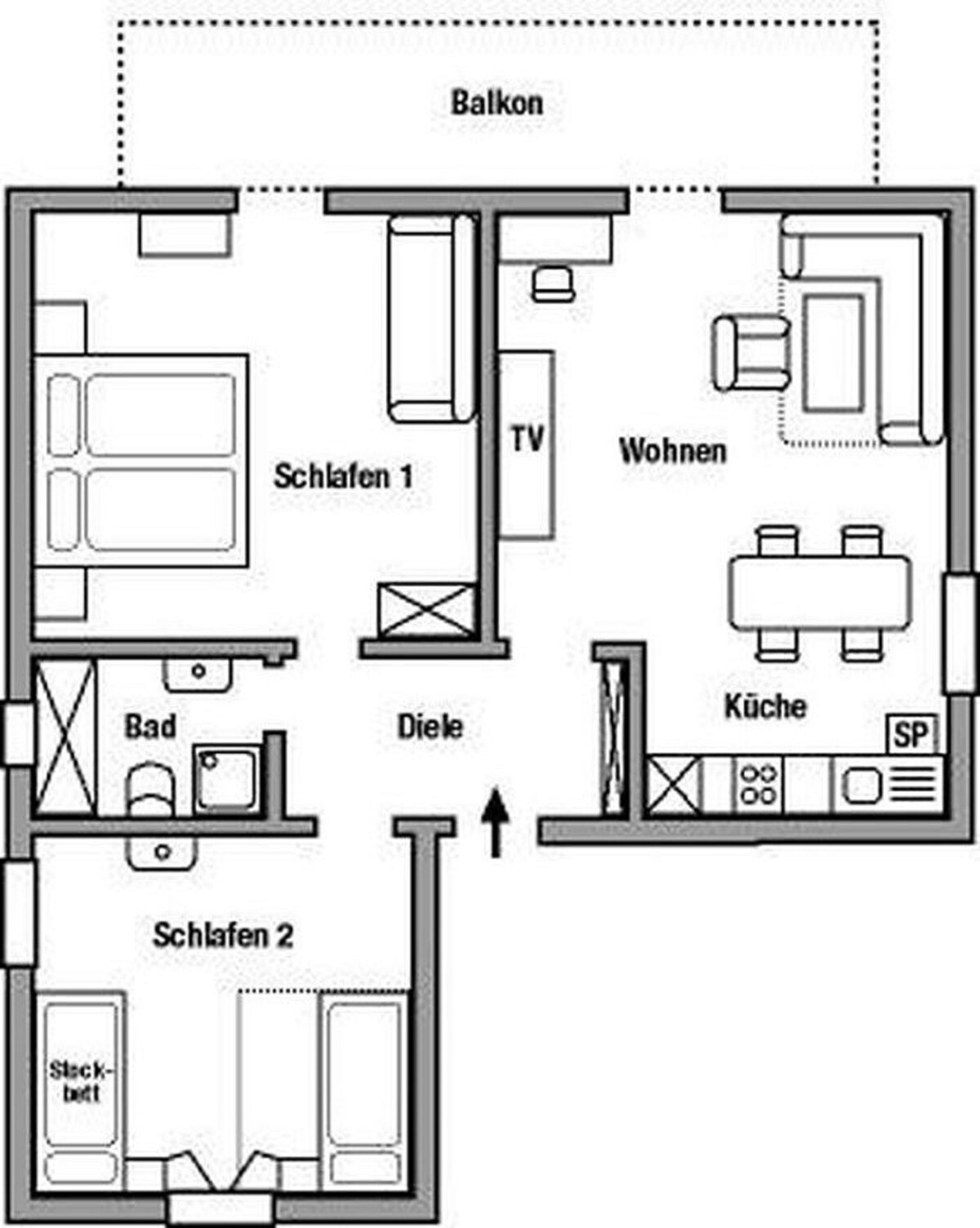 Ferienwohnungen "Lindleshof" (Sulzfeld im Grabfeld), Ferienwohnung Salbei 70m², 2 Schlafzimmer