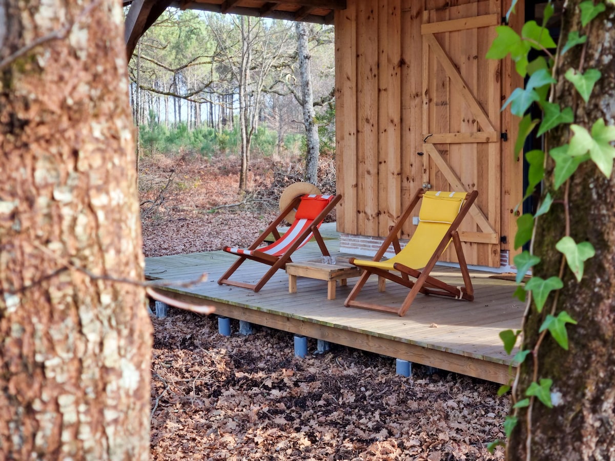 Cabane Pernaout-Maison Forêt landaise proche Lac