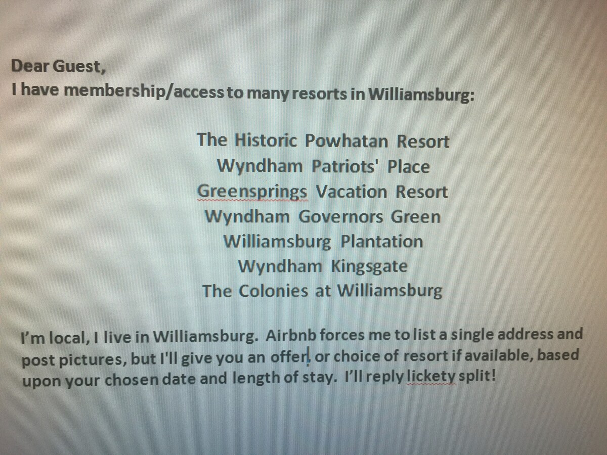Best of Colonial Williamsburg / Busch Gardens 2BR