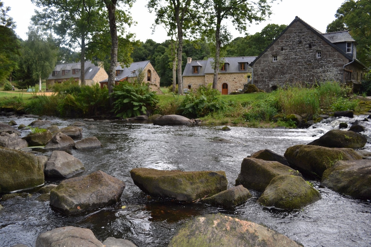 Moulin du Pont Koz ：河畔的全景磨坊