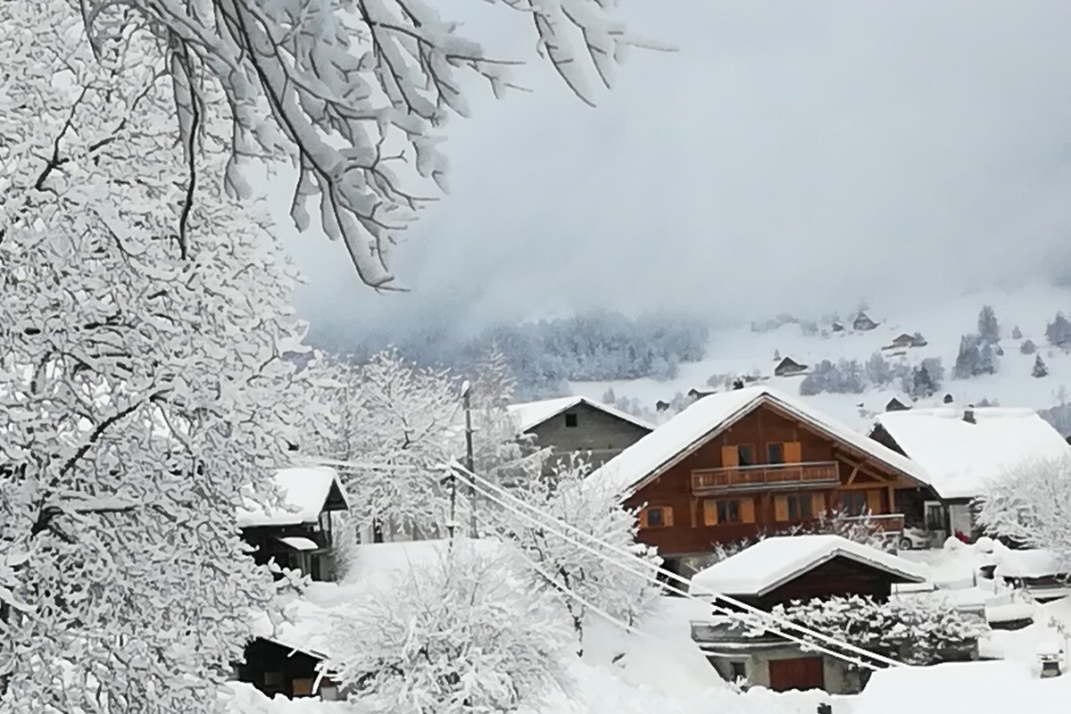 舒适的木质度假木屋，可欣赏到勃朗峰（ Mont Blanc ）的美景