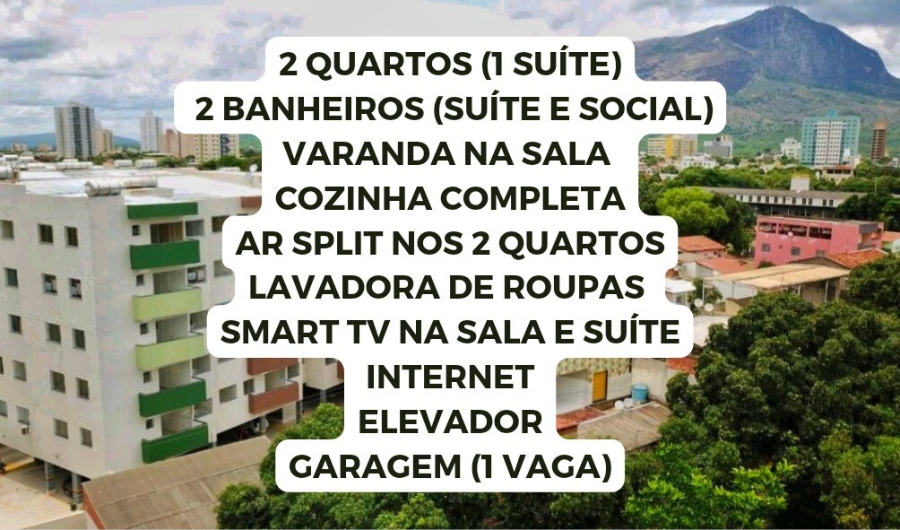 Flat com varanda e vista da Ibituruna