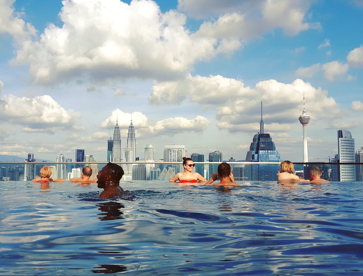 Luxury 60㎡ High Floor&KLCC Sky Pool中文房东#豪华套房和无边际泳池