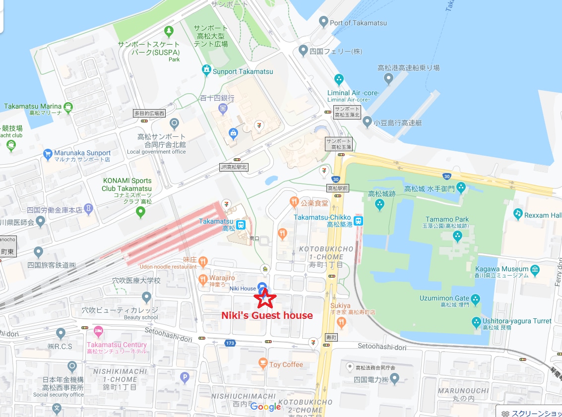 駅目前！立地最高。JR高松駅100m。距离高松千光站（ Takamatsu Chikko ）站300米。距离高松港（ Takamatsu Port ） 400米。