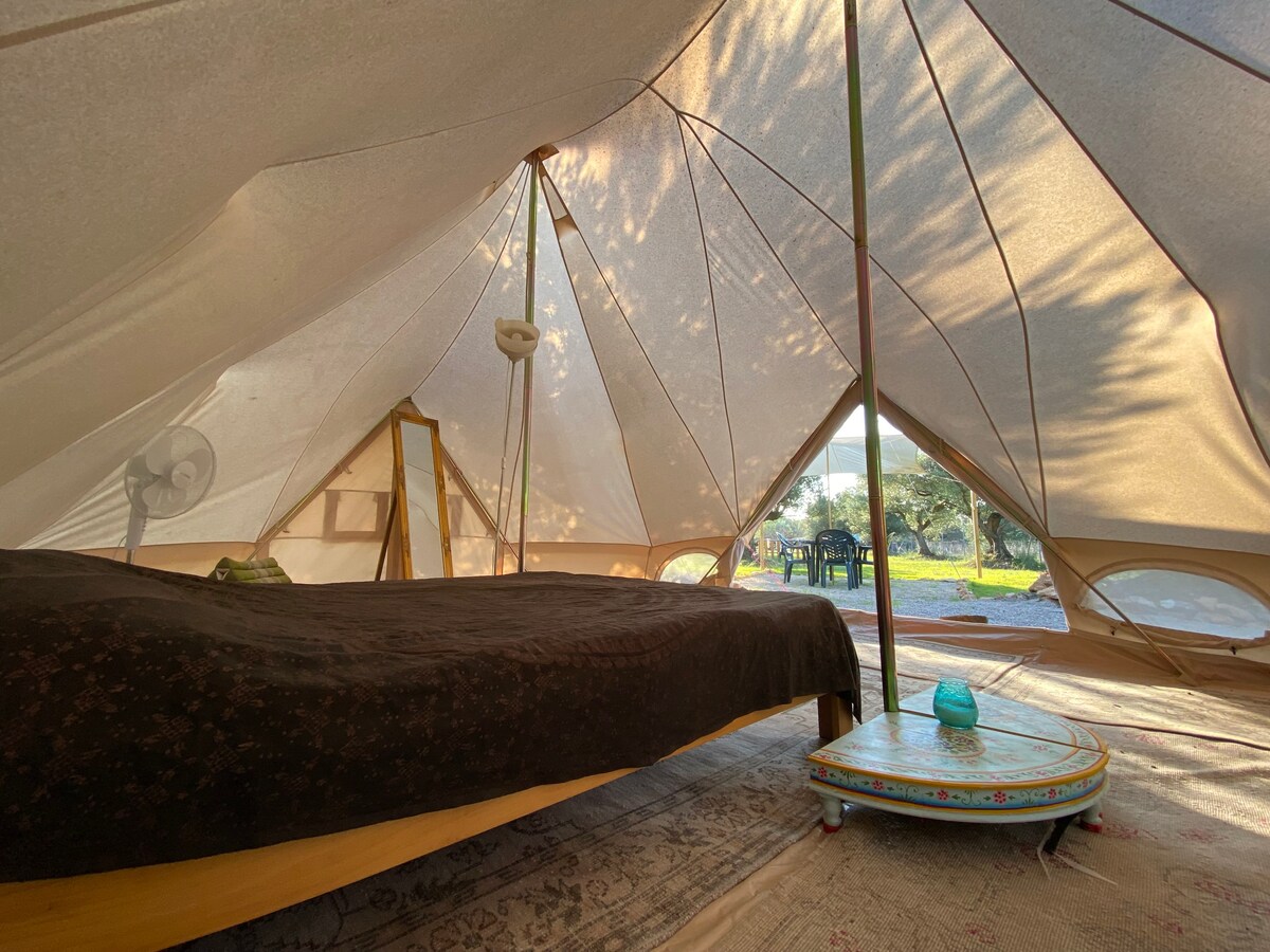 Spacious Paraiso Bell Tent, fully furnished.