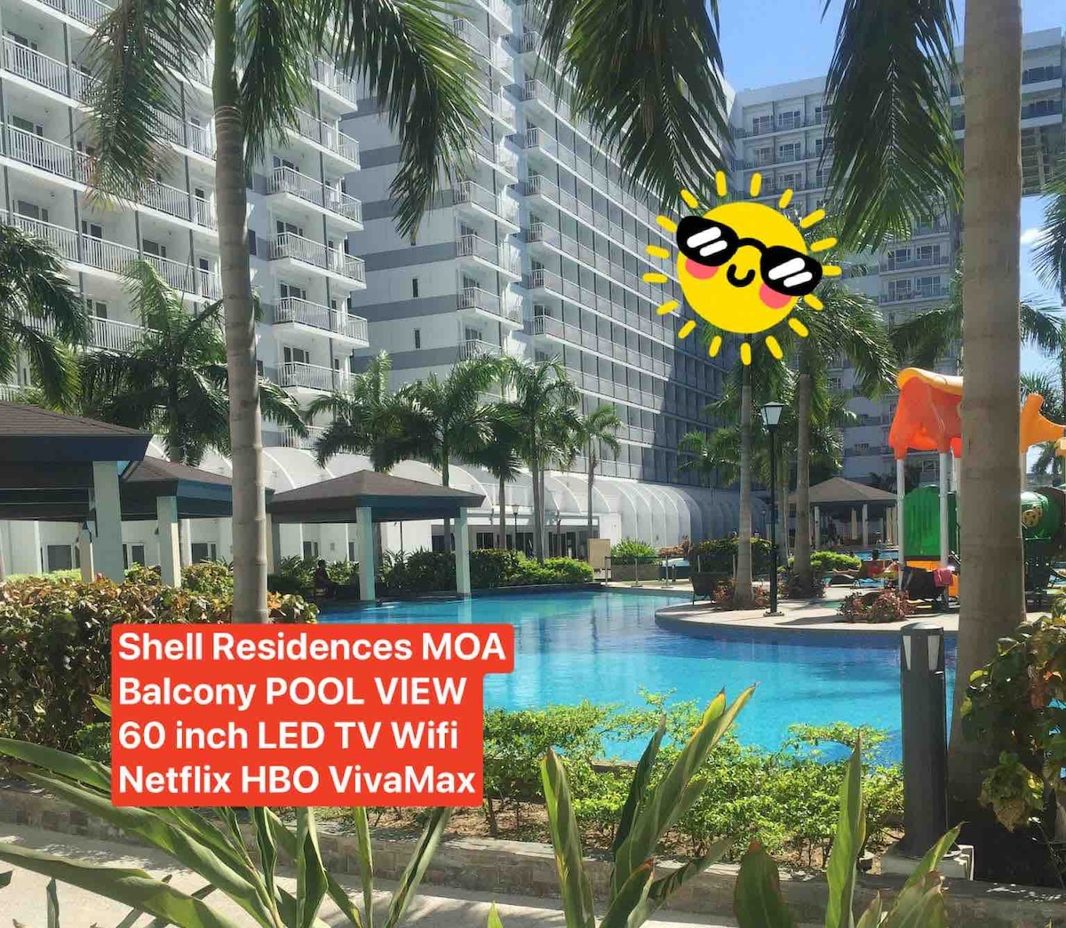 Shell Residences MOA 60in LED TV Balcony Pool View