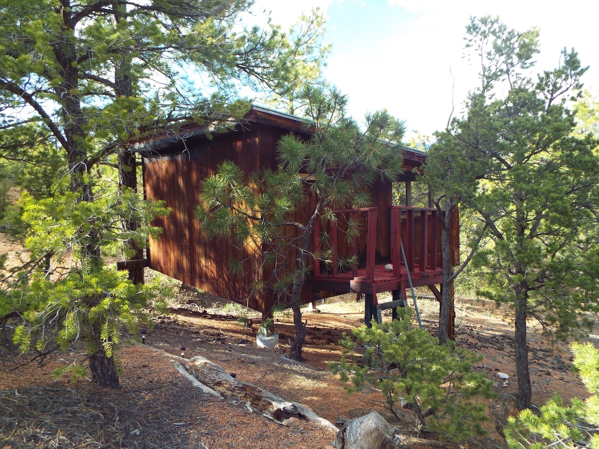 Santa Fe Treehouse Camp的日出树屋