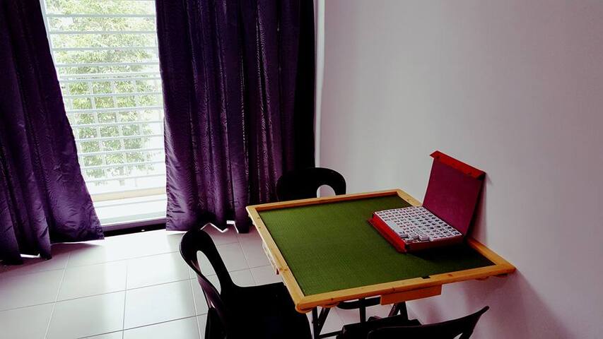 living room mahjong and game area