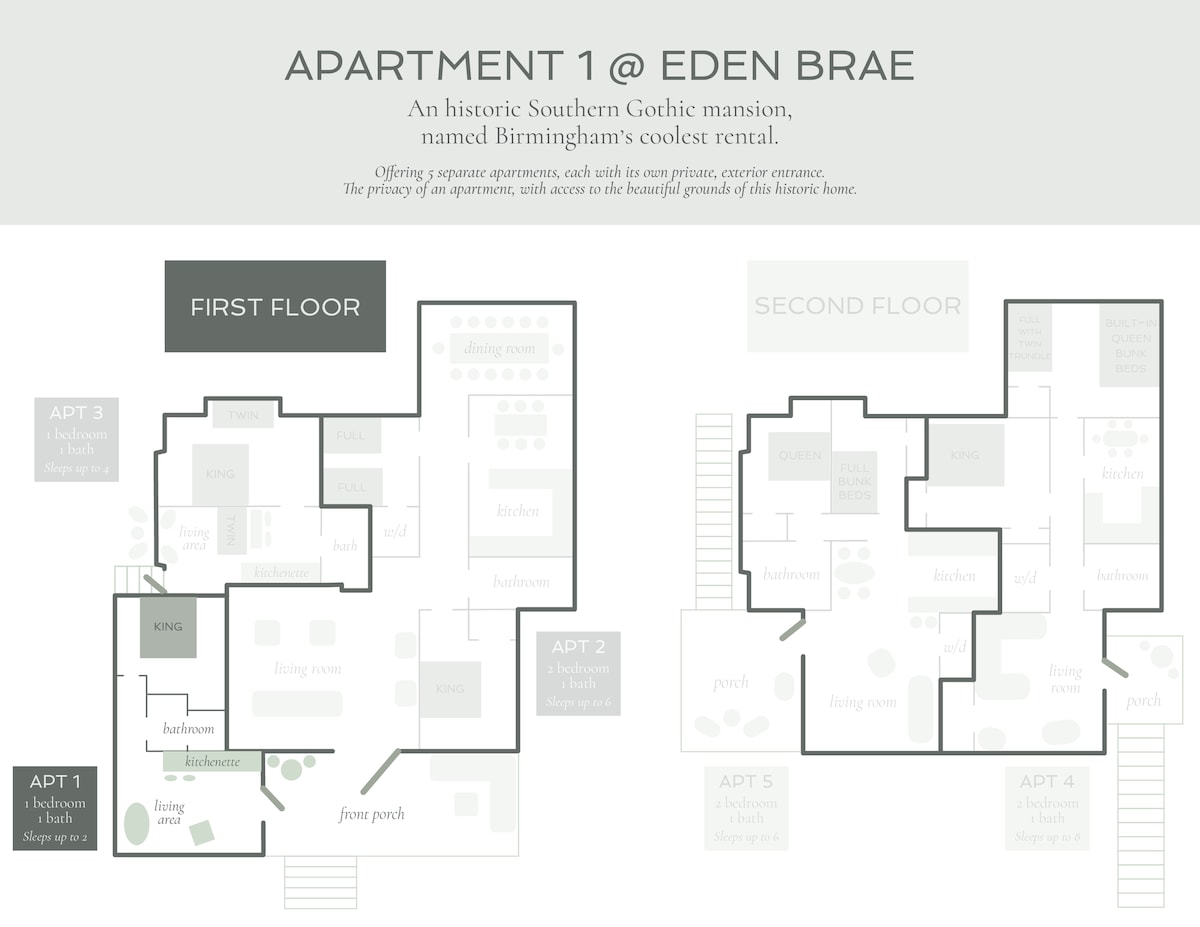 Apt1 @ EdenBrae -宁静、适合步行、现代度假屋，