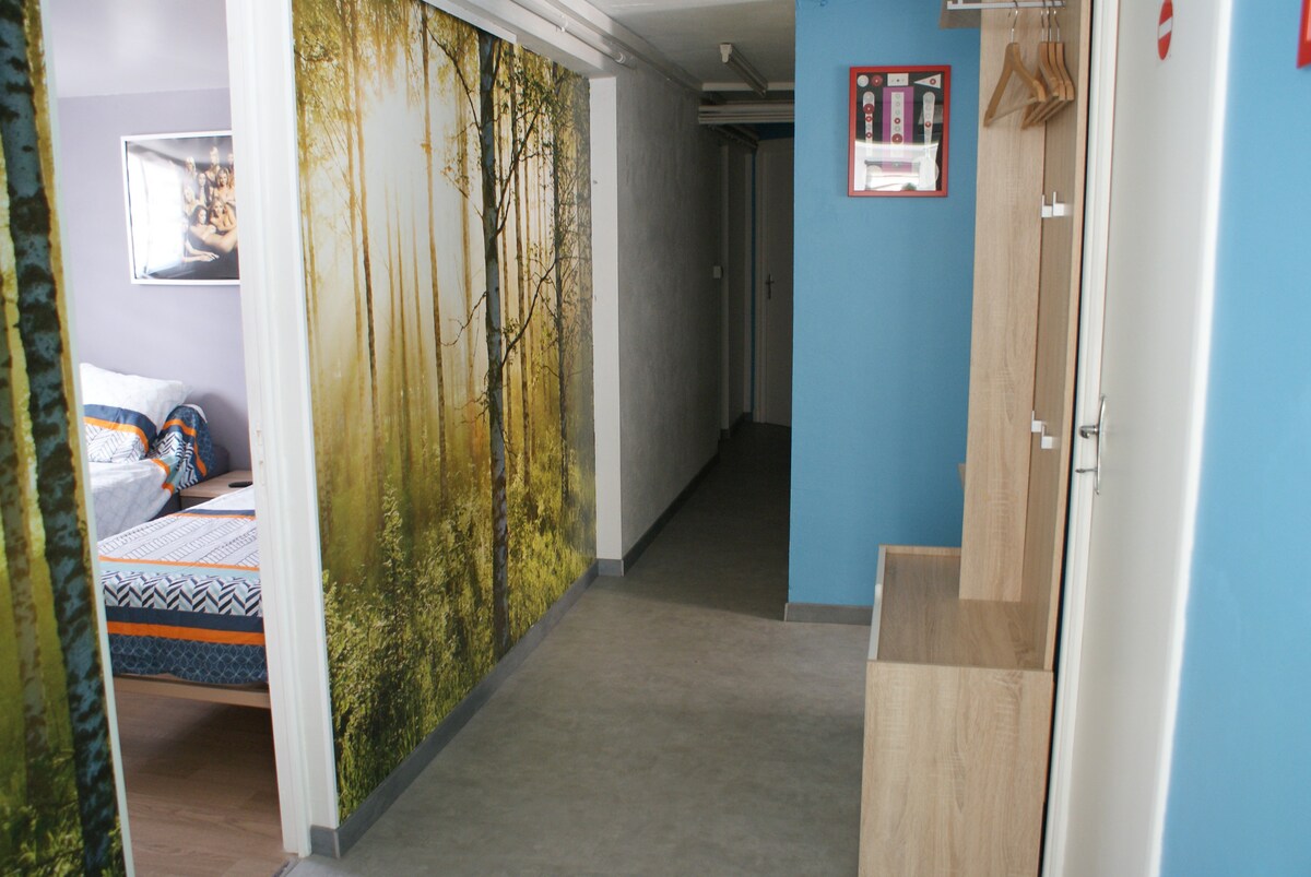 独立的整套公寓2间卧室， 1至4名房客。
