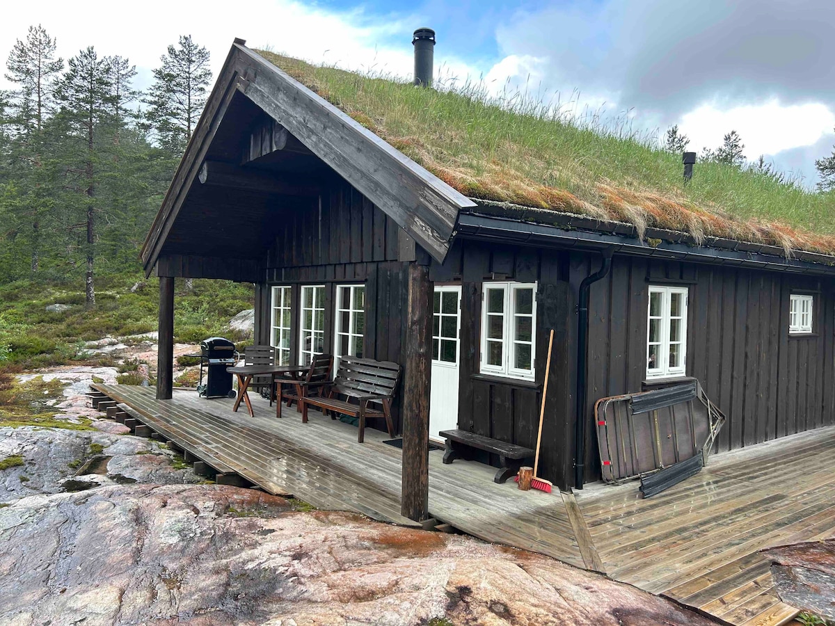 带壁炉的独立山间小屋。